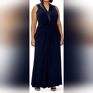Adrianna Papell Tuxedo Matte Jersey Gown Size 10 New